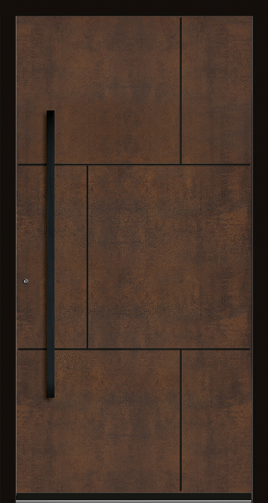 Haustür mit Keramik-Oberfläche - Farbe Corten - Klauke Aluminium